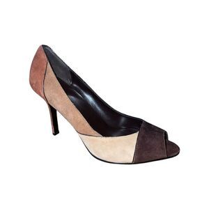 Karen Scott Courtney Suede Brown/Tan Peep Toe Pumps Womens Size 10M NEW WITH BOX